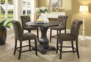 Nerissa 5Pc Counter Ht. Dining Table CM3840RPT in Antique Black [FADS-CM3840RPT-CM3564GY-PC]