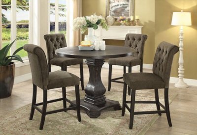 Nerissa 5Pc Counter Ht. Dining Table CM3840RPT in Antique Black