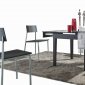 Black Glass Top & Walnut Base Modern Expandable Dining Table