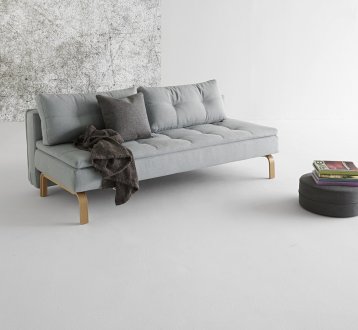 Dual Sofa Bed in Pacific Pearl Tone by Innovation w/Oak Legs