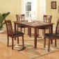 Rich Cherry Modern 5Pc Dining Set w/Marble-like Inlaid Table