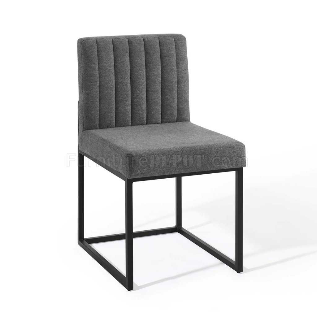 Carriage Dining Chair 3807 Set of 2 in Charcoal Fabric by Modway - Click Image to Close