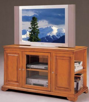 Oak Finish Modern TV Stand w/Side Shelves [ABCTV-2045-Oak]