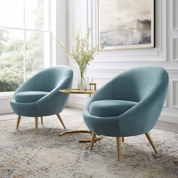 Circuit Accent Chair Set of 2 in Light Blue Velvet by Modway [MWAC-4484 Circuit Light Blue]