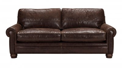 Columbus Sofa 54045 MI Piace in Vintage Espresso Genuine Leather