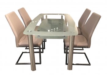 Cafe408 441408 Dining Table w/Glass Top & Metal Legs by New Spec [NSDT-441408-Cafe408]