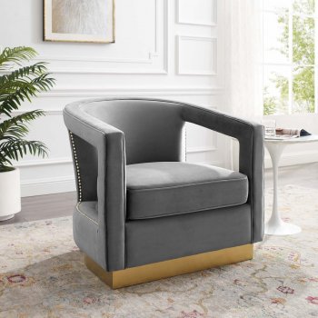 Frolick Accent Chair in Gray Velvet by Modway [MWAC-3888 Frolick Gray]