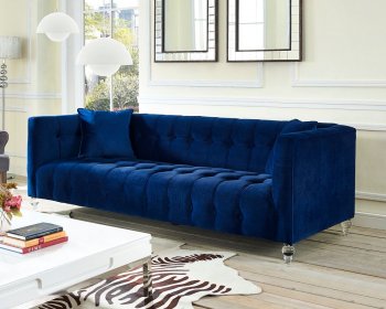 Bea Sofa TOV-S85 in Navy Velvet Fabric by TOV Furniture [TVS-TOV-S85-Bea Navy]