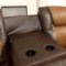 Pollux Reclining Sofa CM6864 in Two-Tone Brown Leatherette