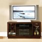 Espresso Finish Modern TV Stand w/Glass Doors, Shelves & Lights