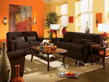 Chocolate or Rich Raisin Fabric Livng Room Sofa w/Accent Pillows [HLS-U405]