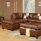 Brown Bonded Leather Contemporary Sectional Sofa w/Ottoman