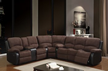 U1710 Motion Sectional Sofa in Chocolate Fabric by Global [GFSS-U1710]