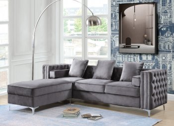 Bovasis Sofa LV00368 Gray Velvet by Acme w/Optional Ottoman [AMS-LV00368 Bovasis]