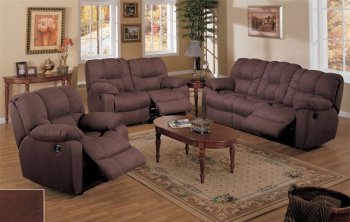 Brown Microfiber Plush Contemporary Motion Recliner Sofa [PXS-F7752]