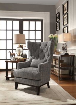 Adriano 1217F1S Accent Chair in Dark Grey Fabric by Homelegance [HECC-1217F1S Adriano]