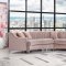 Jackson Sectional Sofa 673 in Pink Velvet Fabric by Meridian