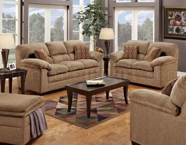 Mocha Fabric Modern Sofa And Loveseat Set Woptional Items