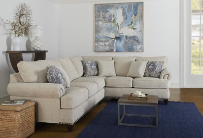 Alexa Sectional Sofa in Cream Fabric by Klaussner