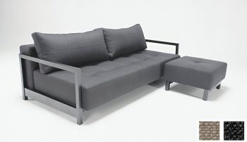 Classic Black Fabric Modern Convertible Sofa Bed w/Hardwood Arms [INSB-Bifrost-Excess-Black]