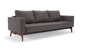 Cassius Quilt Sofa Bed in Seal Gray w/Wood Legs by Innovation [INSB-Cassius-Quilt-Wood-534 Gray]