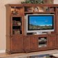 Walnut Brown Old Classic Entertainment Center w/Lights & Shelves