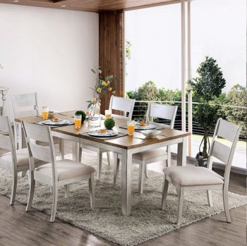 Brigid 7Pc Dining Set CM3858T in Antique White & Dark Oak [FADS-CM3858T-Brigid]