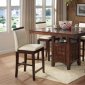 Walnut Finish Contemporary Counter Height Table w/Built-in Glass