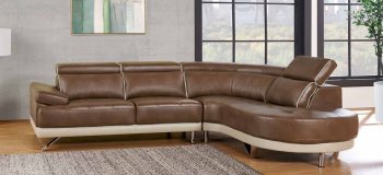 U7730 Sectional Sofa in Walnut & Pearl PU by Global [GFSS-U7730]