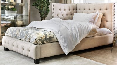 Carina Captain Twin Daybed CM7197 in Beige Linen-Like Fabric