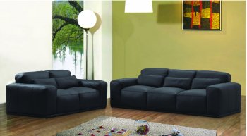 Black Full Italian Leather Modern Sofa & Loveseat Set [BHS-ABS-Stern-Set]