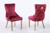 Leo Gold Dining Chair Set of 2 in Red Fabric