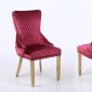 Leo Gold Dining Chair Set of 2 in Red Fabric