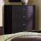 Merlot Finish Modern Bed w/Brown Bycast Leather Headboard