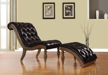 96202 Kirby Chair & Ottoman Dark Brown Bonded Leather by Acme [AMCL-96202 Kirby]