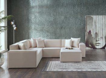 Daya Modular Sectional Sofa in Cream Fabric by Bellona w/Options [IKSS-Daya Cream]