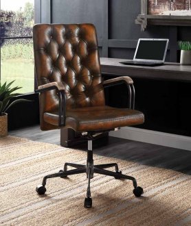 Noknas Office Chair 93175 in Brown Top Grain Leather by Acme