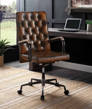 Noknas Office Chair 93175 in Brown Top Grain Leather by Acme [AMOC-93175 Noknas]