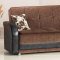 Utica Sofa Bed in Dark Brown Fabric & Black Vinyl w/Options