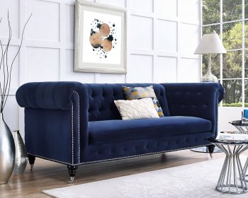 Hanny Sofa TOV-S99 in Navy Velvet Fabric by TOV Furniture [TVS-TOV-S99-Hanny Navy]