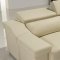 Cream Full Leather Modern Sectional Sofa w/Adjustable Headrests