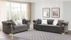 LCL-005 Sofa & Loveseat Set in Gray Velvet & Gold