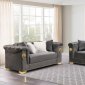 LCL-005 Sofa & Loveseat Set in Gray Velvet & Gold