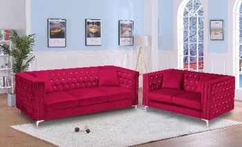 LCL-017 Sofa & Loveseat Set in Red Velvet [BDS-LCL-017 Red]