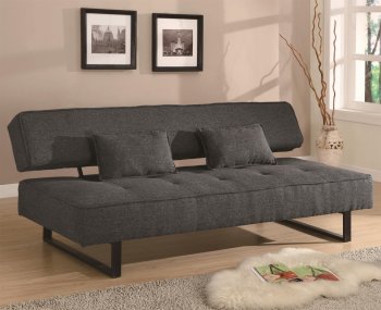 Grey Fabric Modern Convertible Sofa Bed w/Metal Legs [CRSB-300137]