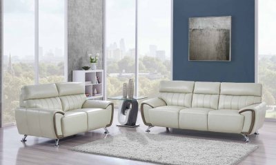 U8750 Sofa in Pearl Bonded Leather by Global w/Options