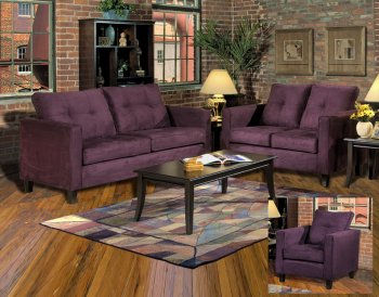 Eggplant Fabric Modern Sofa & Loveseat Set w/Options [PMS-5900-Eggplant]