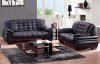 Black Leather Sofa & Loveseat Modern Elegant Living Room Set