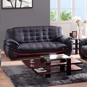 Black Leather Sofa & Loveseat Modern Elegant Living Room Set