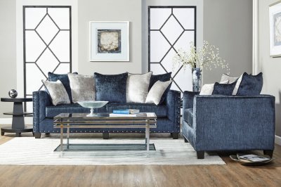 4885 Sofa in Bliss Midnight Blue Velvet by Serta Hughes